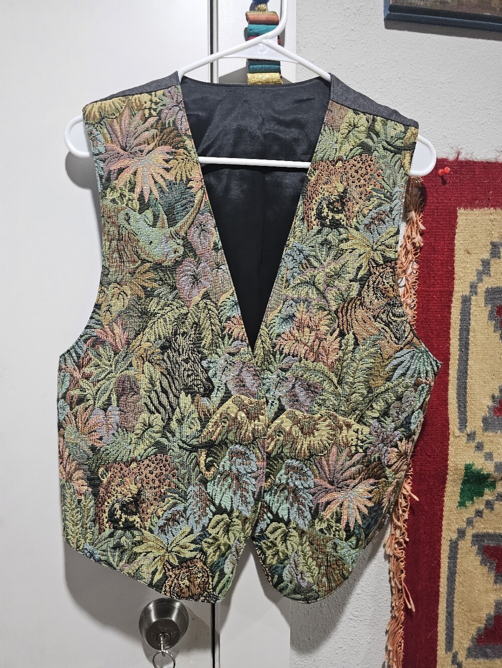 Vintage Tropical Jungle Brocade Reptile Vest - Multicolor M/L